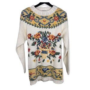 Vintage 90's Partners Knit Floral Sweater, Large